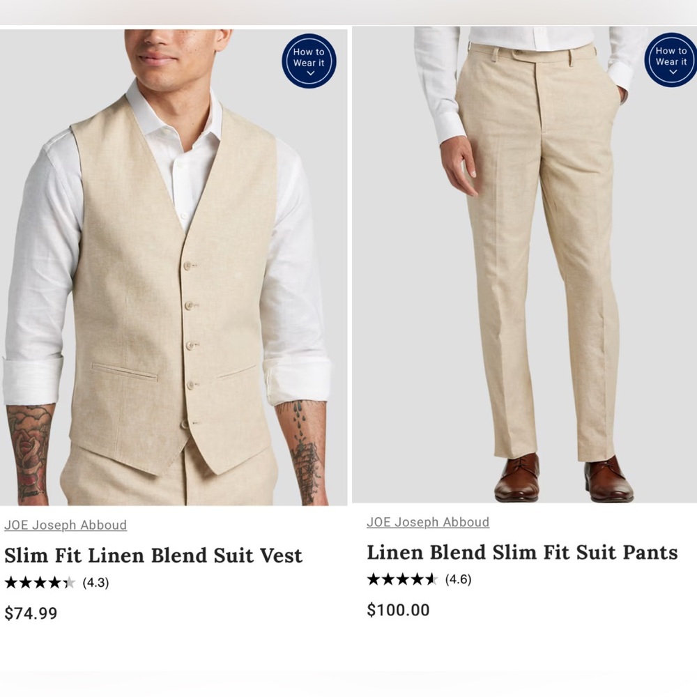 Joseph Abboud Beige Linen Blend Vest